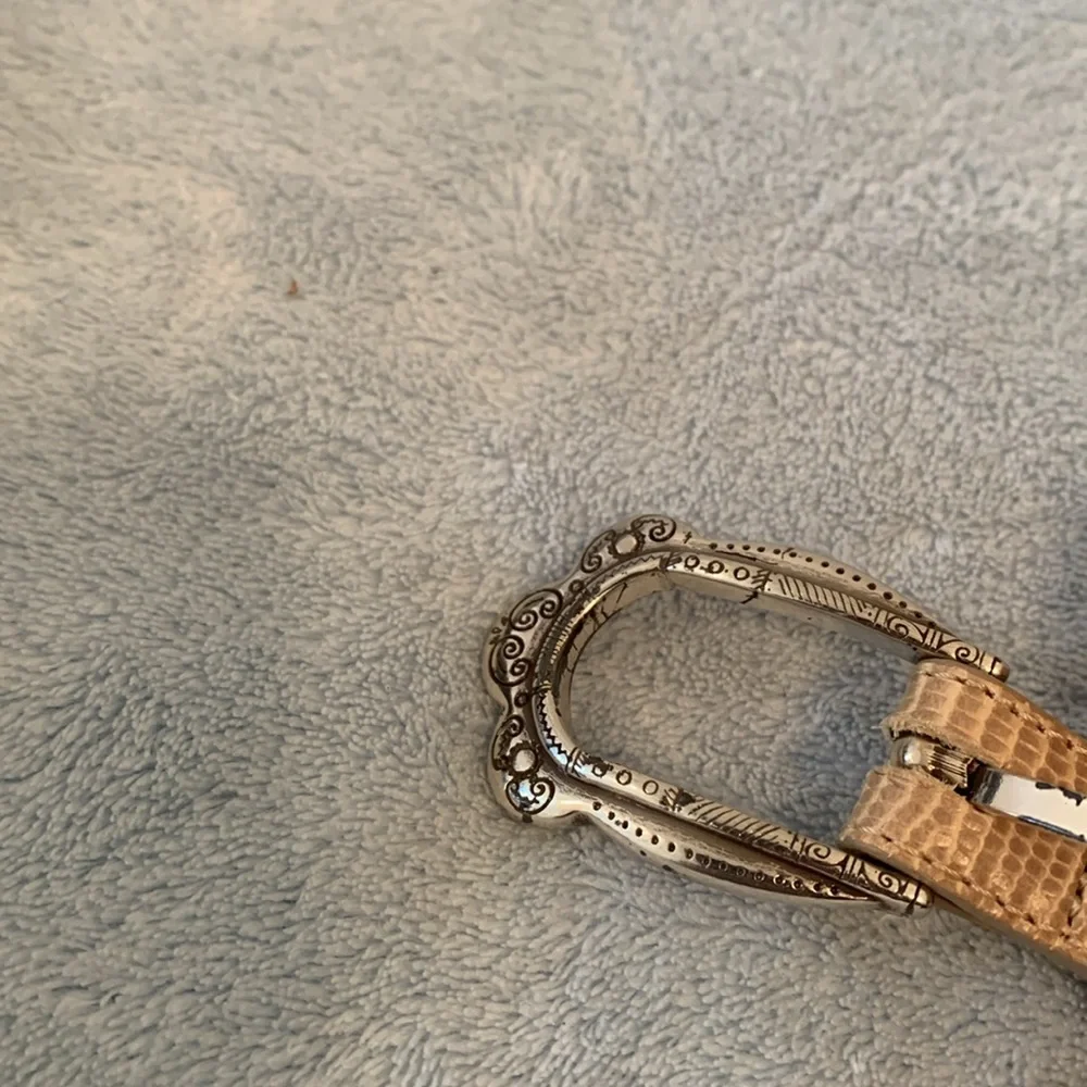Elegant vintage Brighton Tan Leather Belt with Silver Buckle